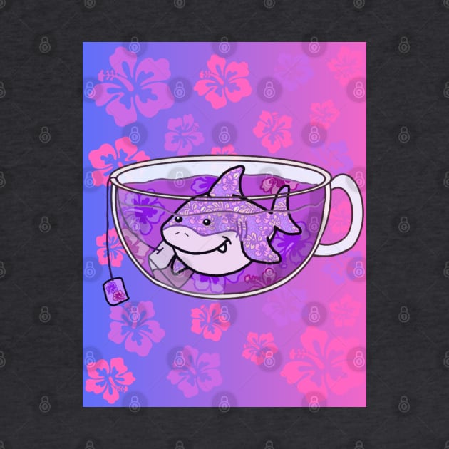 Floral Shark Tea (purple/pink) by Octopus Cafe
